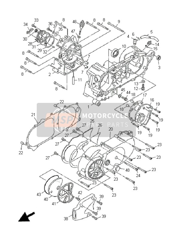 Yamaha XC125E VITY VITY 2008 Carter pour un 2008 Yamaha XC125E VITY VITY